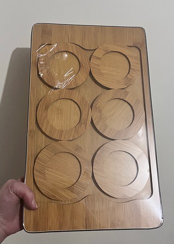 Ahşap Bardak Altlığı Tepsi Seti - Görsel 2