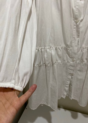 Düğmeli Beyaz Kadın Gömlek - Görsel 3