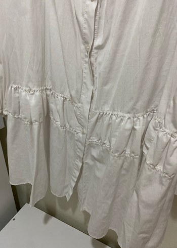 Düğmeli Beyaz Kadın Gömlek - Görsel 2