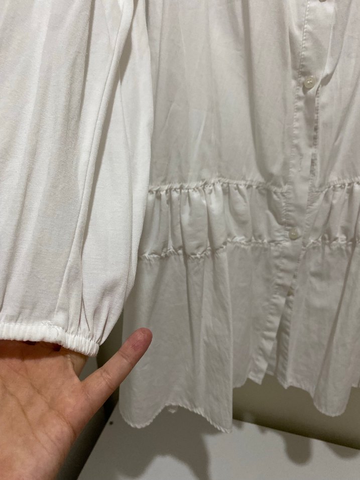 Düğmeli Beyaz  Kadın Gömlek - Görsel 3