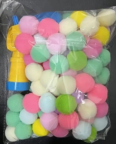 Kedi Peluş Top Atma Oyuncak Tabanca 100 adet Top