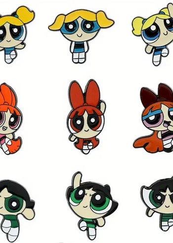  Beden Powerpuff Girls Metal Rozet Broş 1 adet