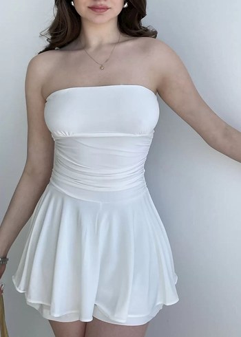 Zara Siyah Straplez Mini Elbise