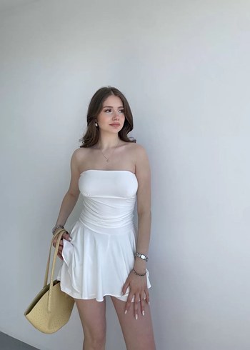 Bershka Askılı Mini Fitilli Kısa Elbise