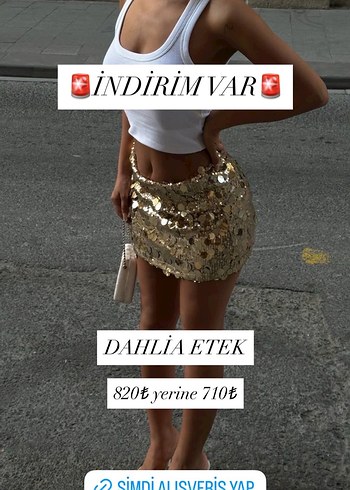 Dahlia Altın Renkli Mini Payet Etek