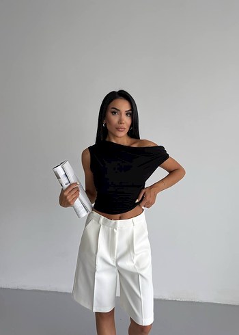 Siyah Straplez Mini Crop Top