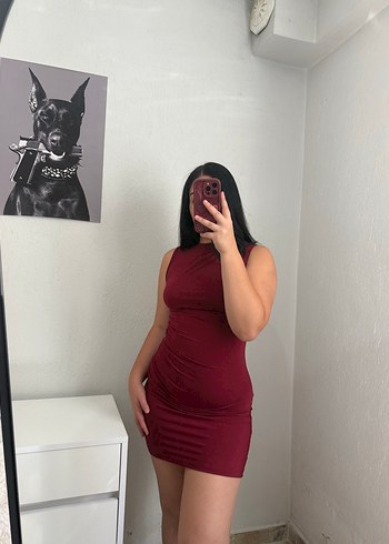 l Beden 400tl Sandy Kumaş Bordo Elbise