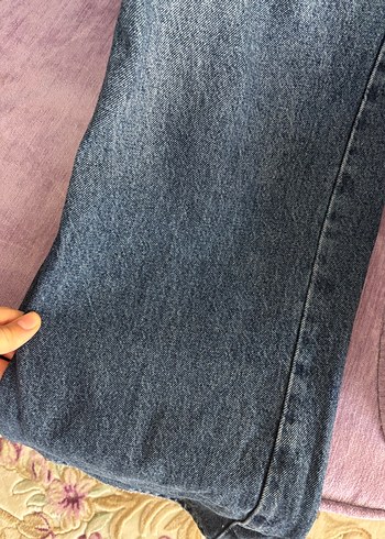 s Beden mavi Renk Geniş Kesim Bağcıklı Mavi Kadın Kot Pantolon