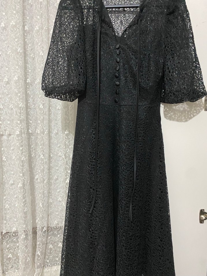 Dantel İşlemeli Siyah Uzun Gotik Elbise - Görsel 3