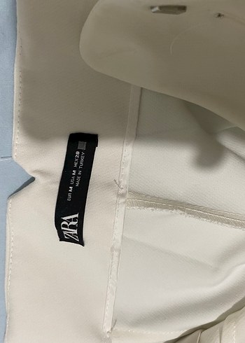 Beyaz Midi Kumaş Pantolon Fermuarlı - Görsel 3