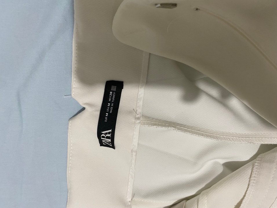 Beyaz Midi Kumaş Pantolon Fermuarlı - Görsel 3