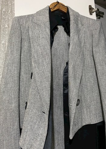 Gri Uzun Kollu Kadın Blazer Ceket - Görsel 3