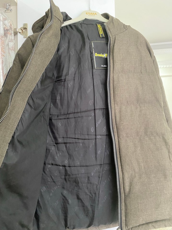 Erkek yeşil Fermuarlı Kaban - Görsel 3