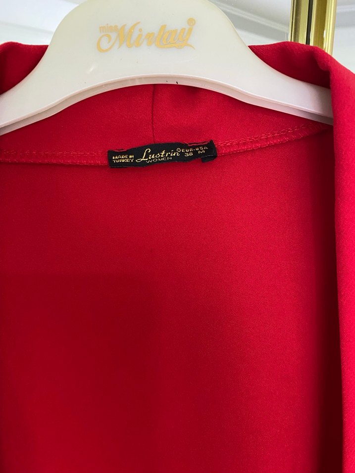 Klasik Kırmızı Uzun Kadın çeket - Görsel 3