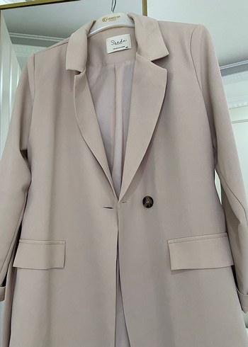 Bej Kadın Uzun Kollu Düğmeli Blazer - Görsel 2