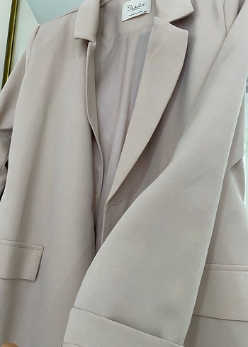 Bej Kadın Uzun Kollu Düğmeli Blazer - Görsel 3