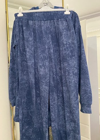 Kadın Mavi Batik Desenli Uzun Kapüşonlu Takım - Görsel 3