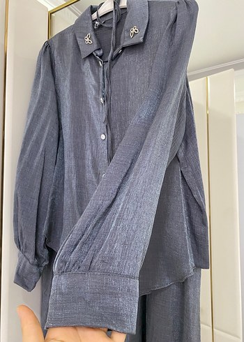 Gri simli takım - Görsel 2