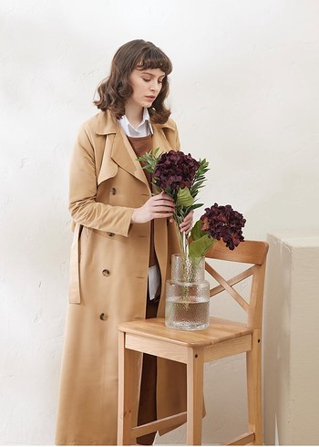 Bej Uzun Kadın Trençkot - Görsel 4