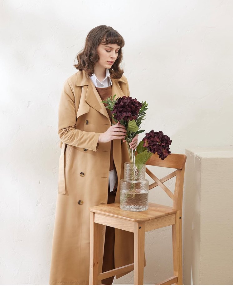 Bej Uzun Kadın Trençkot - Görsel 4