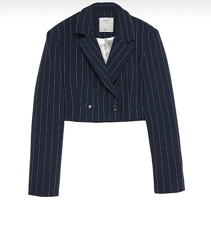 QUZU ÇİZGİ DETAYLI CROP CEKET