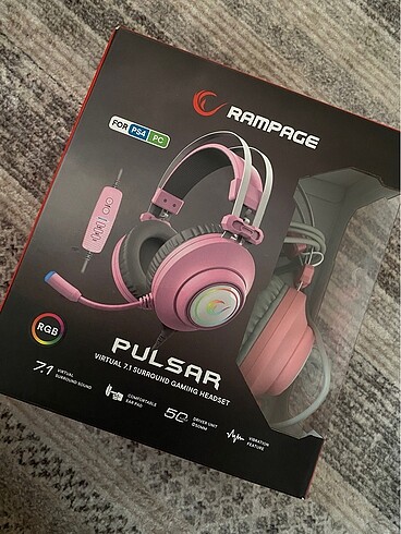 Rm-k1 Pulsar Pembe USB 7.1 Surround Titreşim RGB Işık Efektli Ga