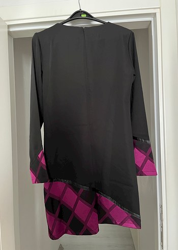 38 Beden Uzun Kollu Asimetrik Siyah Mor Gotik Tunik
