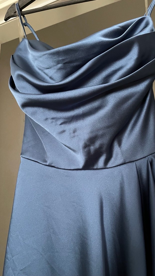 Lacivert Drapeli Uzun Abiye Elbise - Görsel 2