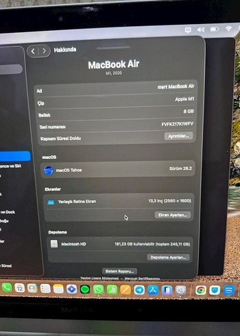 MacBook Air M1 - 8GB RAM / 256GB SSD - Uzay Grisi - Görsel 3