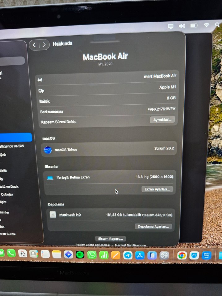 MacBook Air M1 - 8GB RAM / 256GB SSD - Uzay Grisi - Görsel 3