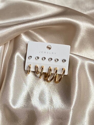 Diğer Zirkon taşlı gold halka model küpe seti
