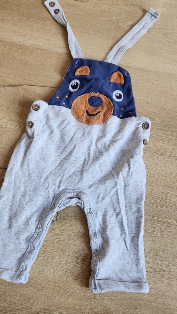 Gri Nakışlı Erkek Bebek Salopet - Görsel 2