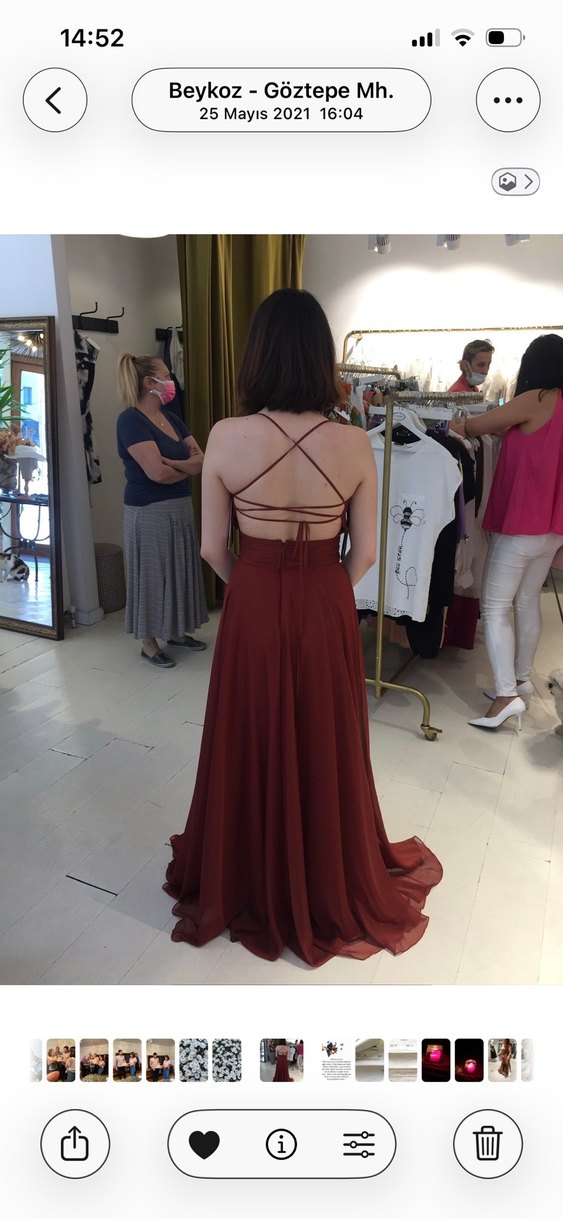 Keremit rengi Uzun Abiye Elbise - Görsel 4