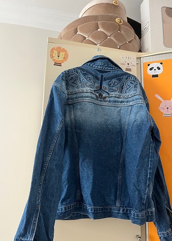 s Beden Düğmeli Mavi Kadın Denim Ceket