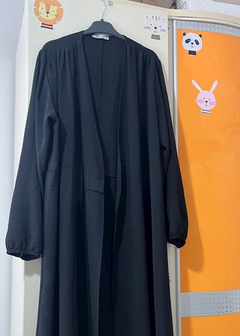 l Beden Siyah Drapeli Uzun kimono