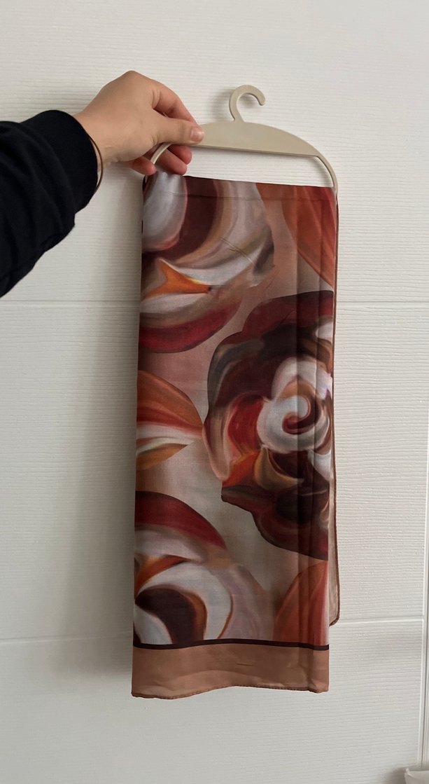 Bohem Tarzda Koyu Bej Kadın etnik desen şal - Görsel 3