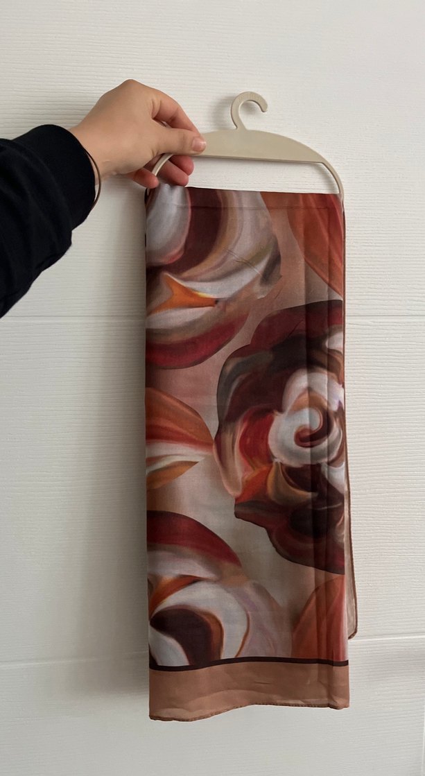 Bohem Tarzda Koyu Bej Kadın etnik desen şal - Görsel 2