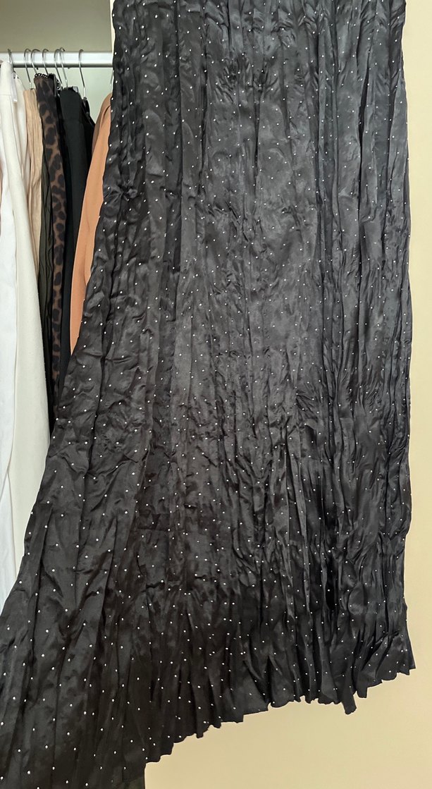 Siyah Drapeli Uzun Keten Etek - Görsel 2