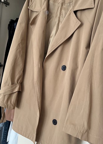 Bej Kadın Keten Midi Trençkot - Görsel 3