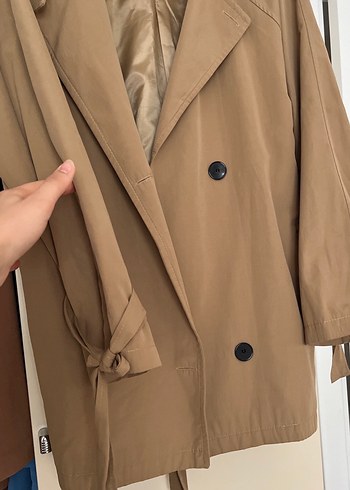 Bej Kadın Keten Midi Trençkot - Görsel 2