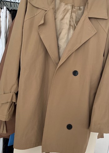 Bej Kadın Keten Midi Trençkot - Görsel 4