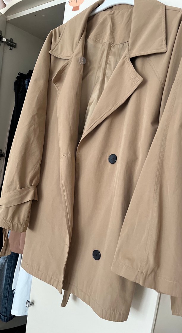 Bej Kadın Keten Midi Trençkot - Görsel 3