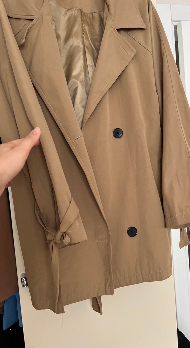 Bej Kadın Keten Midi Trençkot - Görsel 2