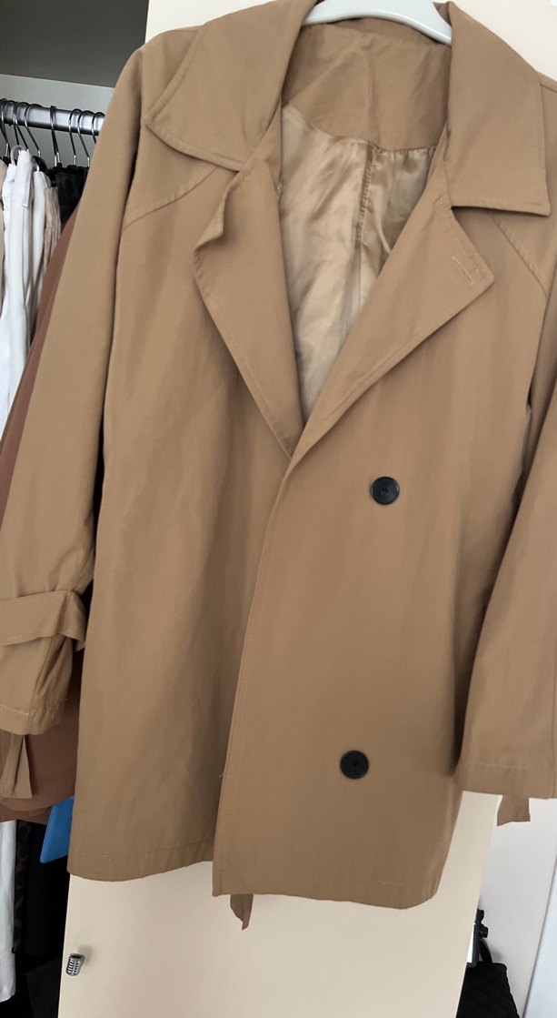 Bej Kadın Keten Midi Trençkot - Görsel 4