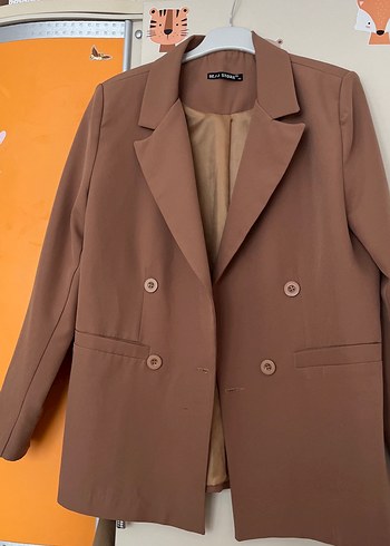 Bej Kadın Düğmeli Blazer Ceket - Görsel 3
