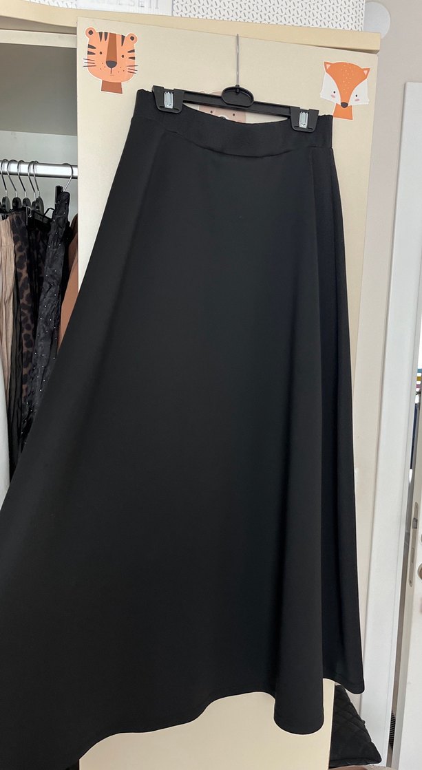 Drapeli Siyah Uzun Kadın Etek - Görsel 2