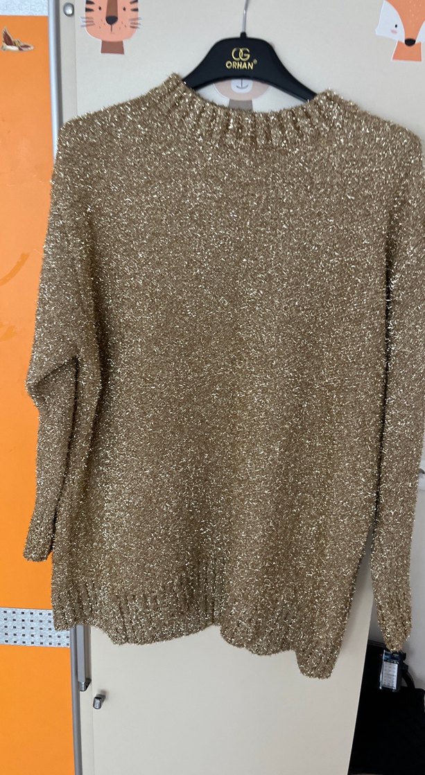 Kadın Kahverengi Triko Uzun Kollu Kazak - Görsel 3