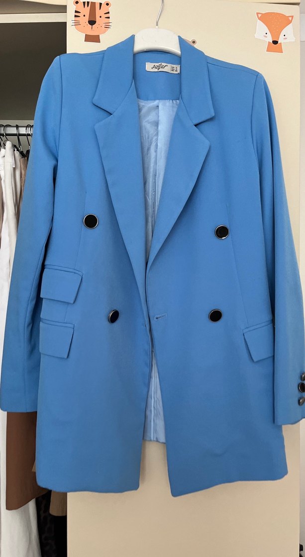 Mavi Düğmeli Kadın Blazer Ceket - Görsel 2