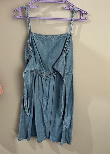 Mavi Denim Midi Askılı Elbise - Görsel 3