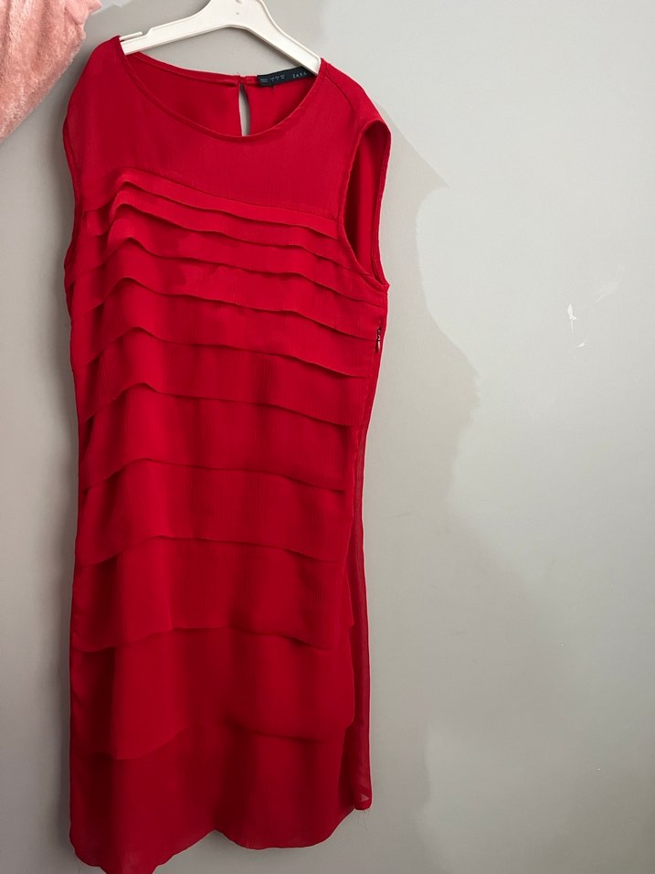 zara mini kırmızı elbise - Görsel 2